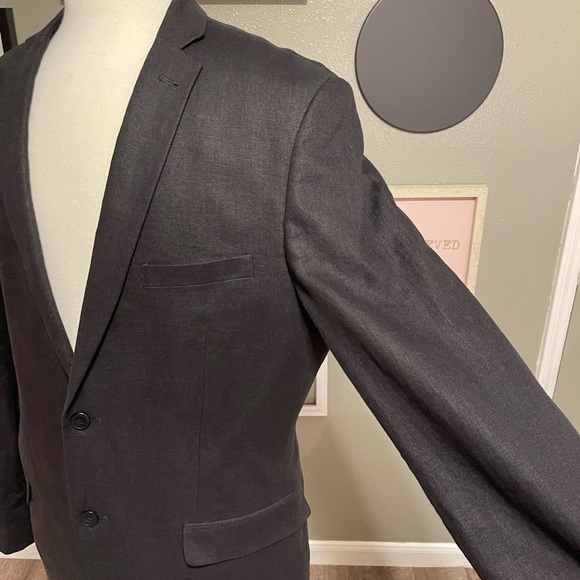 H&M Black Linen Notched Collar Blazer 44R - Picture 5 of 12